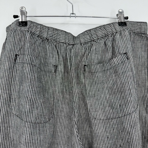 Coldwater Creek Striped Linen Wide-Leg Crops Pull On Pant Black/White Petite L - Picture 12 of 12